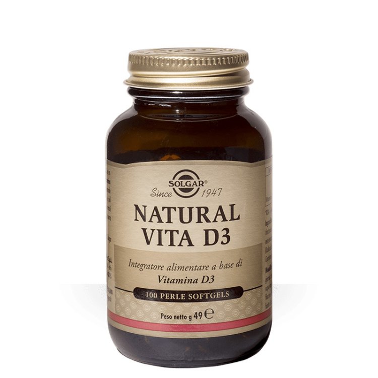 Solgar Natural Vita D3 Integratore per Ossa e Sistema Immunitario 100 Softgels