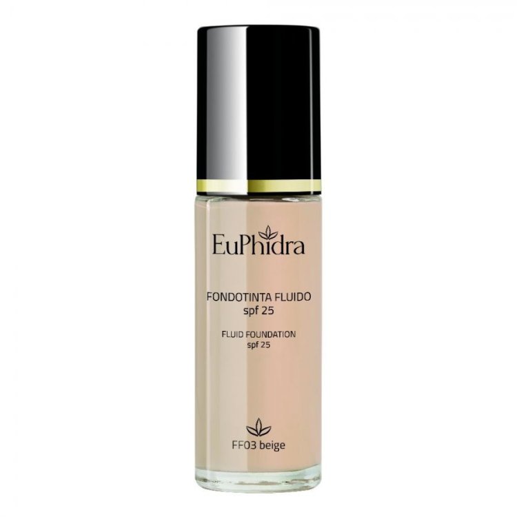 Euphidra Fondotinta Fluido FF03 Beige Idratante Copertura Media, 30ml