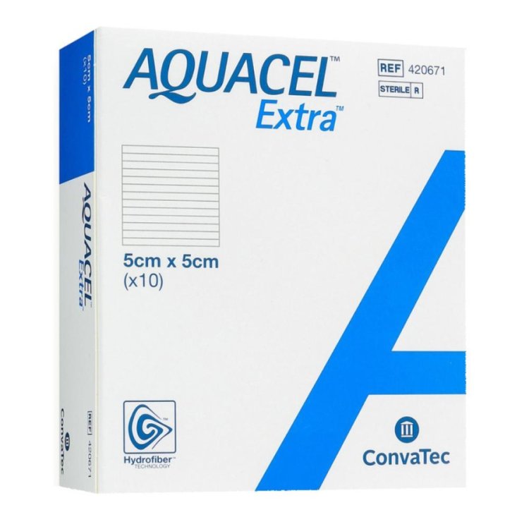 Convatec Aquacel Extra Hydrofiber Medicazione 5x5 cm - 10 Pezzi