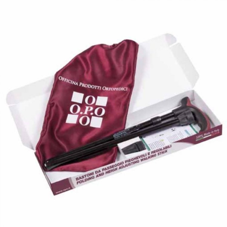 Farmacare Bastone Pieghevole Viaggio 2 Set In Lega Nero