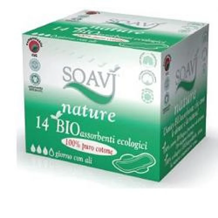 Meds Soavi Assorbenti Bio Giorno con Ali in Cotone Biologico, 14 Pezzi
