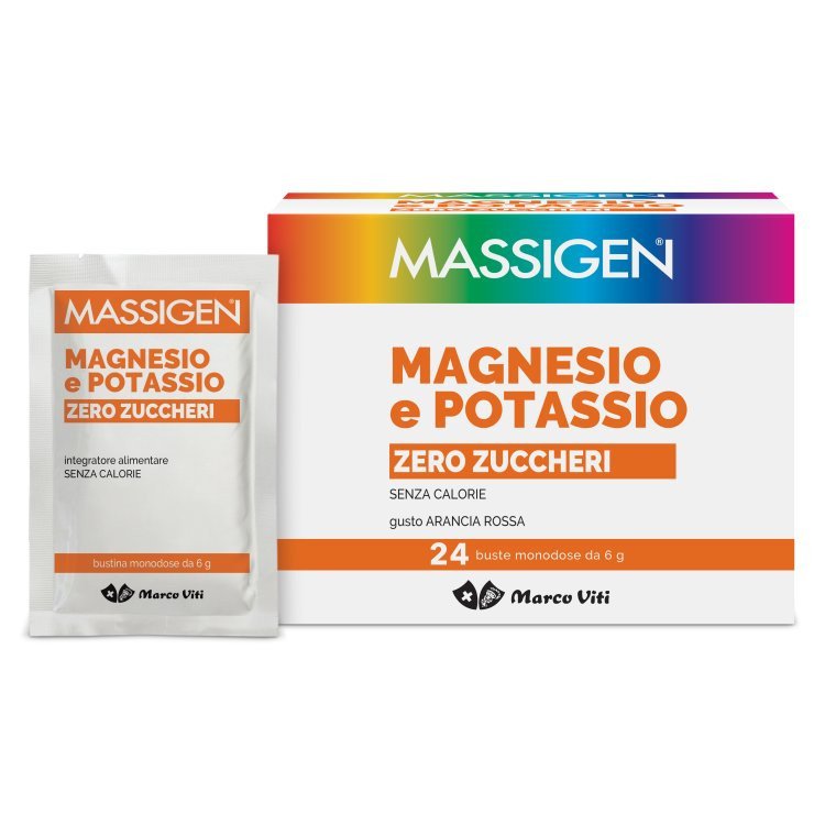 Massigen Magnesio e Potassio Zero Zuccheri Integratore Orosolubile 24 Bustine