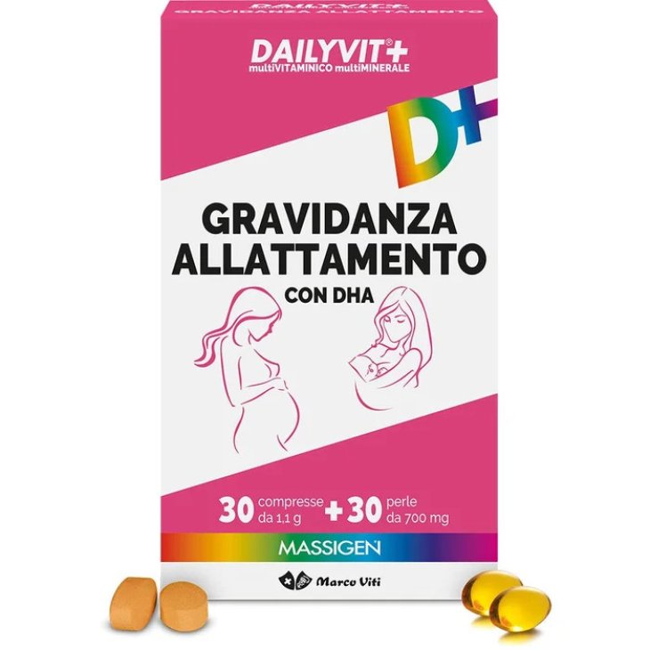 Massigen Dailyvit+ Gravidanza Allattamento Integratore Multivitaminico 30 Compresse e 30 Perle Massigen Dailyvit+ Gravidanza Allattamento Integratore Multivitaminico 30 Compresse e 30 Perle