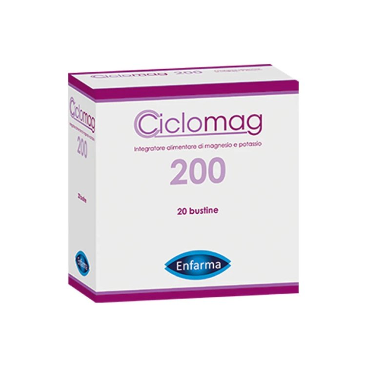 Enfarma Ciclomag 200 Integratore Magnesio e Potassio per Stanchezza, 20 Bustine Enfarma Ciclomag 200 Integratore Magnesio e Potassio per Stanchezza, 20 Bustine