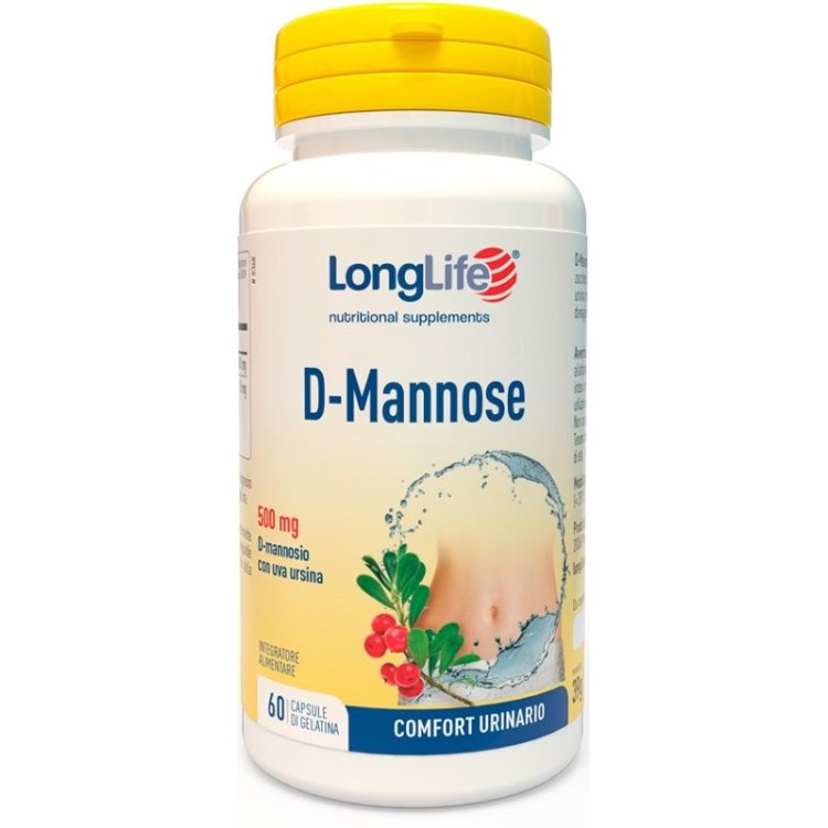 Longlife D-Mannose 500mg Integratore Benessere Urinario 60 Capsule