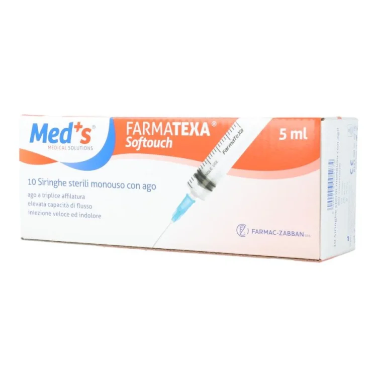 Meds Farmatexa Softouch Siringa Sterile Monouso 5ml Ago G14 Triplice Affilatura 10pz
