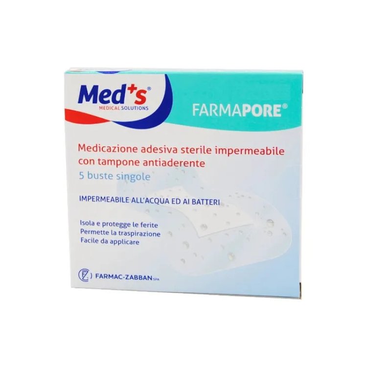 Meds Farmapore Medicazione Adesiva Sterile Impermeabile 10x8cm, 5 Pezzi