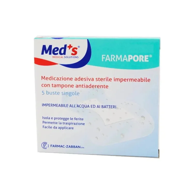 Meds Farmapore Medicazione Adesiva Sterile Impermeabile 10x8cm, 5 Pezzi