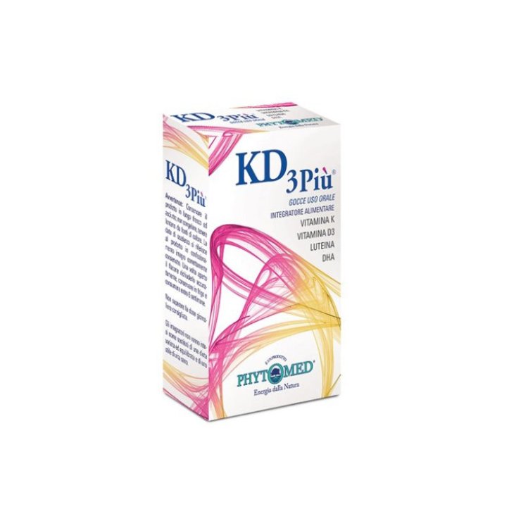 Phytomed KD3Pi&ugrave; Gocce Integratore Alimentare con Vitamina K D3 Luteina e DHA, 20ml
