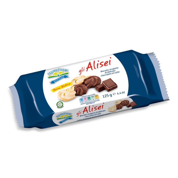 Happy Farm Alisei Biscotti Ricoperti Cioccolato al Latte Senza Glutine 125 g