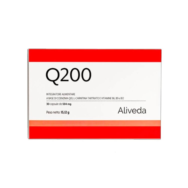 Laboratori Aliveda Q200 Integratore Alimentare con Coenzima Q10, Carnitina e Vitamine - 30 Capsule