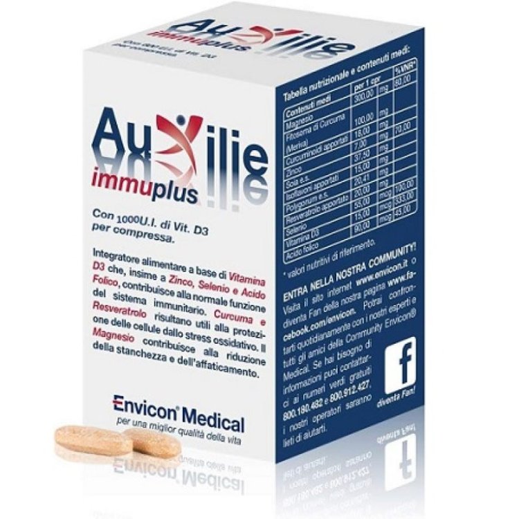Auxilie Immuplus Integratore Sistema Immunitario Vitamina D3 Zinco Selenio 30 Compresse
