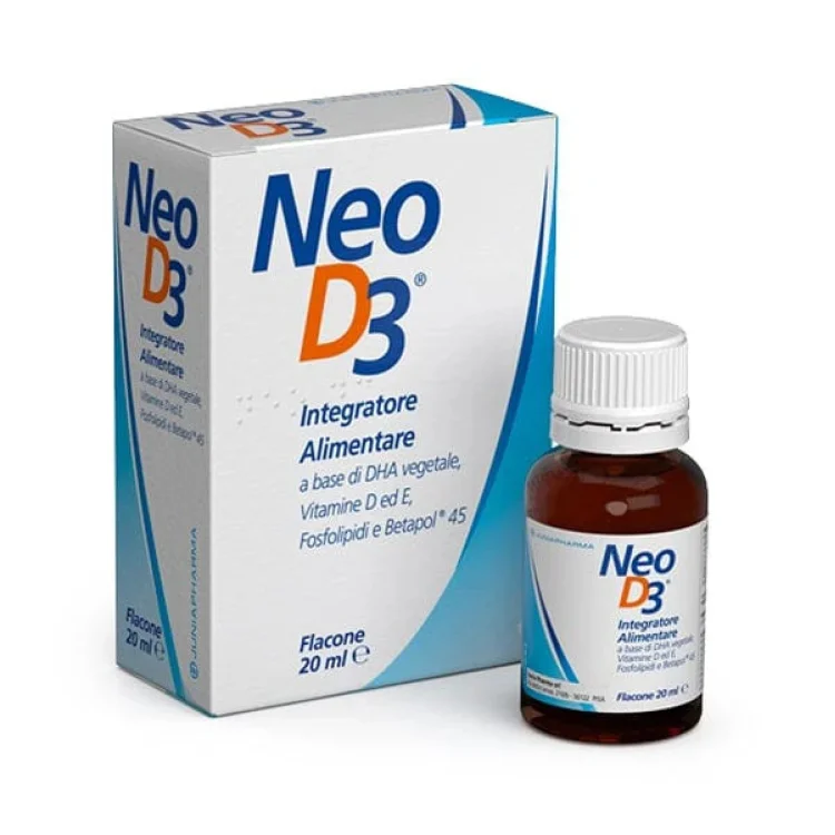 Junia Pharma NeoD3 Gocce Integratore Alimentare per Neonati e Bambini, 20 ml Junia Pharma NeoD3 Gocce Integratore Alimentare per Neonati e Bambini, 20 ml