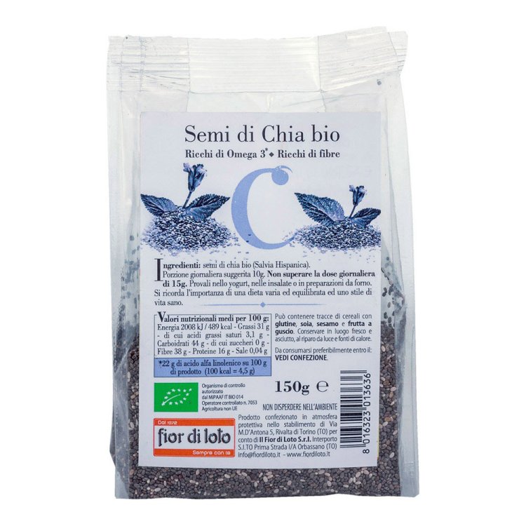 Fior di Loto Semi di Chia Biologici per Alimentazione - 150g