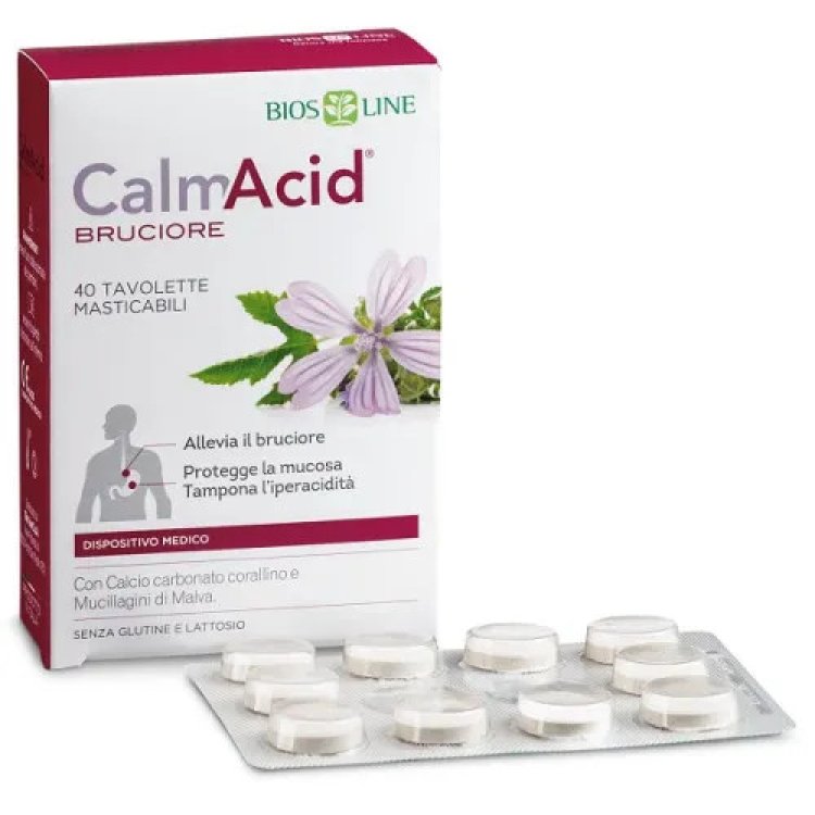 Calmacid Bruciore Tavolette Masticabili per Bruciore di Stomaco, 40 Unit&agrave;