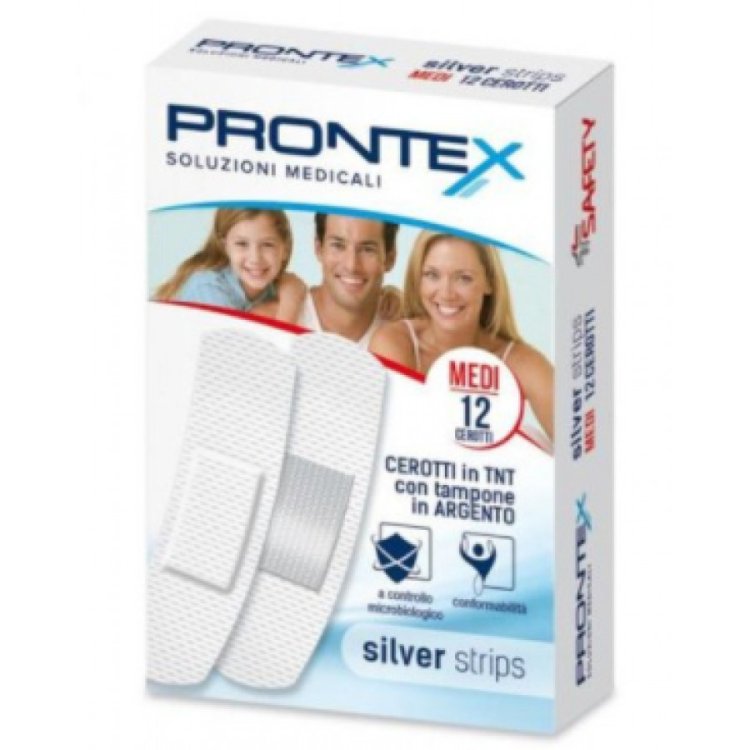 Prontex Silver Strips Cerotti Taglia M con Argento Antibatterico 12 pz Prontex Silver Strips Cerotti Taglia M con Argento Antibatterico 12 pz