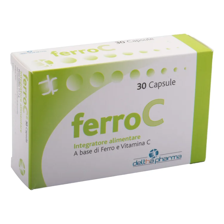 Deltha Pharma FerroC Integratore Ferro e Vitamina C 30 Capsule Deltha Pharma FerroC Integratore Ferro e Vitamina C 30 Capsule