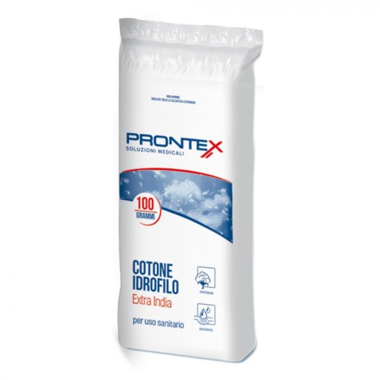 Prontex Cotone Idrofilo Extra India per Uso Sanitario e Cosmetico 100g