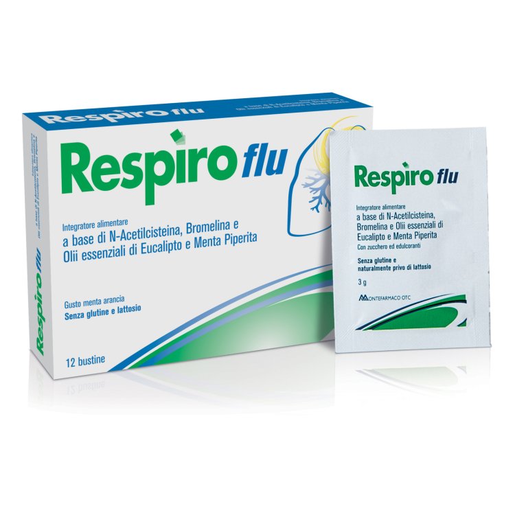 Respiro Flu Integratore vie respiratorie N-acetilcisteina Bromelina 12 bustine