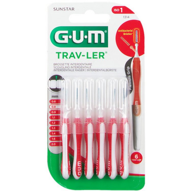 Gum Trav-Ler Scovolino Interdentale 0,8mm con Clorexidina 6 Pezzi