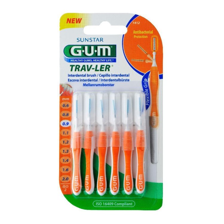 Gum Trav-Ler 0.9 Scovolino Interdentale Antibatterico 6 Pezzi