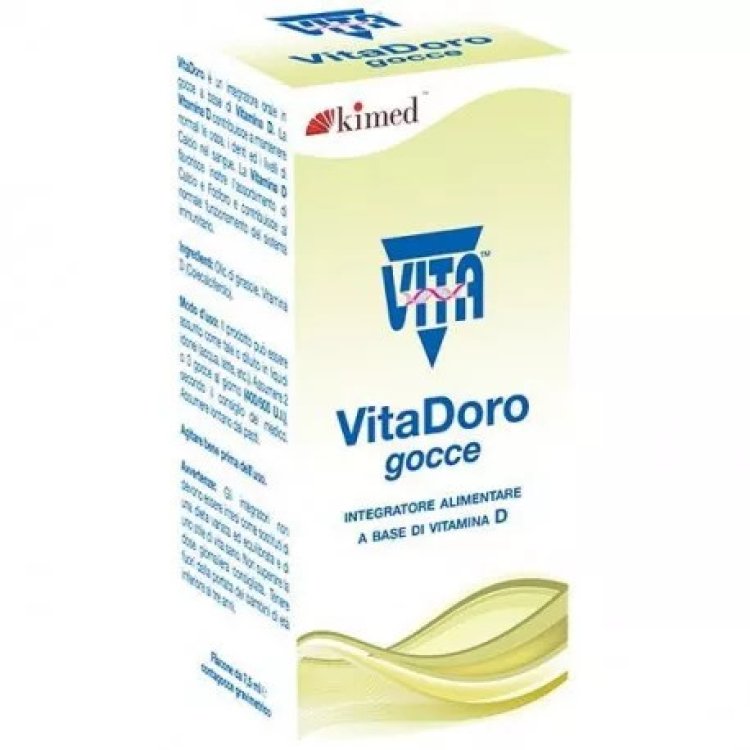 Kimed Vitadoro Integratore Vitamina D Ossa e Denti Gocce 7,5ml Senza Glutine Lattosio