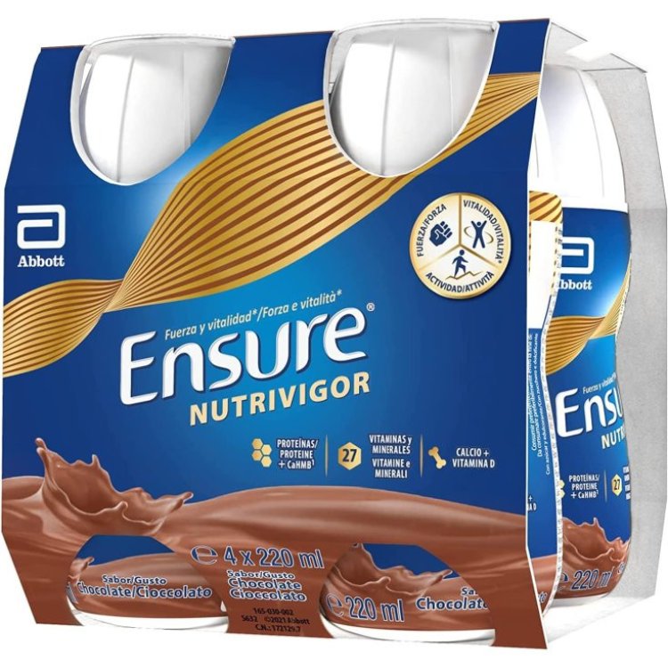 Ensure Nutrivigor Cioccolato Integratore Alimentare per Muscoli e Ossa 4x220ml