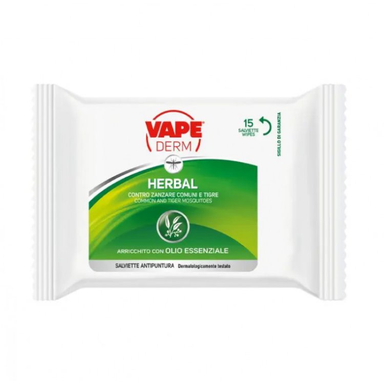 Vape Derm Herbal Salviette Antipuntura 15 Pezzi