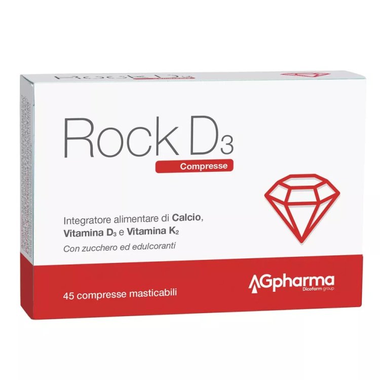 Ag pharma Rock D3 Integratore Calcio Vitamina D3 K2 per Ossa 45 Compresse