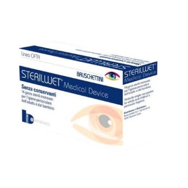 Bruschettini Sterilwet Garza Oftalmica Sterile per Igiene Oculare 14 Pezzi