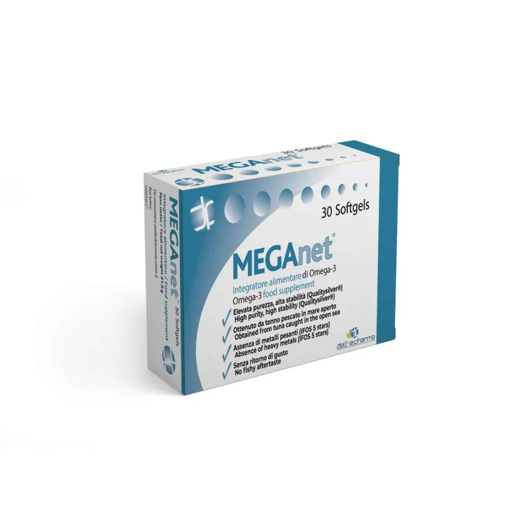 Deltha Pharma Meganet Integratore Alimentare Omega-3 per Cuore - 30 Capsule Deltha Pharma Meganet Integratore Alimentare Omega-3 per Cuore - 30 Capsule