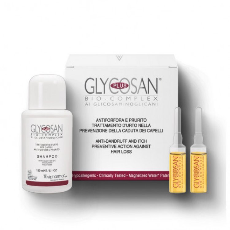 Vivipharm Glycosan Plus Bio Complex Trattamento Anticaduta Forfora 1 Shampoo 150ml + 6 Fiale