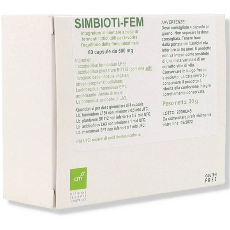 Oti Simbioti Fem Integratore per l'Equilibrio Flora Intestinale 60 Capsule