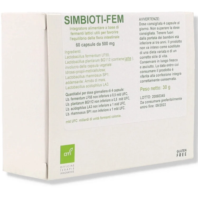 Oti Simbioti Fem Integratore per l'Equilibrio Flora Intestinale 60 Capsule