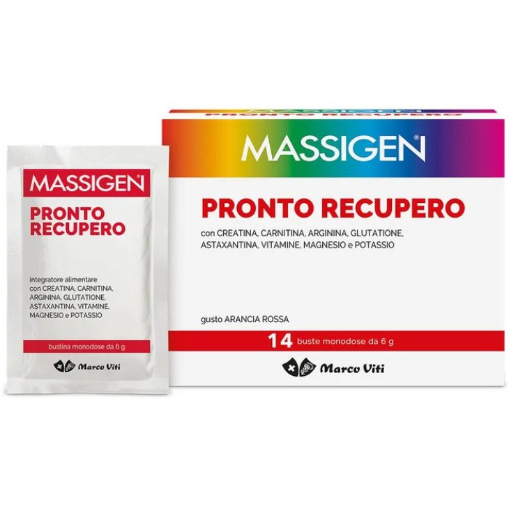 Massigen Pronto Recupero Integratore Alimentare Gusto Arancia Rossa - 14 Bustine Massigen Pronto Recupero Integratore Alimentare Gusto Arancia Rossa - 14 Bustine
