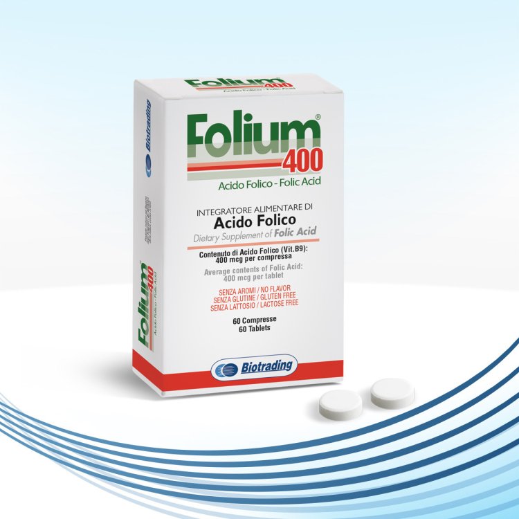 Biotrading Folium 400 Integratore Alimentare Acido Folico per Gravidanza 60 Compresse