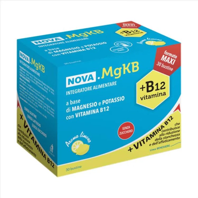 Nova argentia MgKB Integratore Magnesio Potassio Vitamina B12 per Stanchezza 30 Bustine
