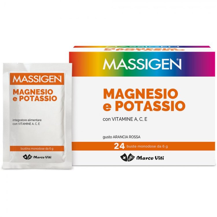 Marco Viti Farmaceutici Massigen Magnesio e Potassio Integratore Stanchezza 24 Bustine Marco Viti Farmaceutici Massigen Magnesio e Potassio Integratore Stanchezza 24 Bustine