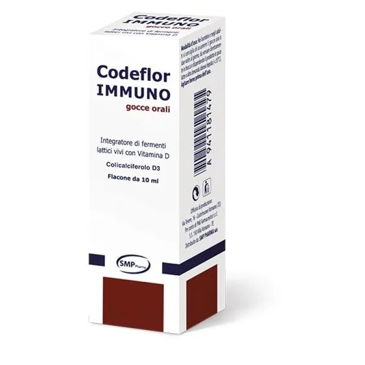Smp Pharma Codeflor Immuno Integratore Fermenti Lattici con Vitamina D Gocce 10ml Smp Pharma Codeflor Immuno Integratore Fermenti Lattici con Vitamina D Gocce 10ml