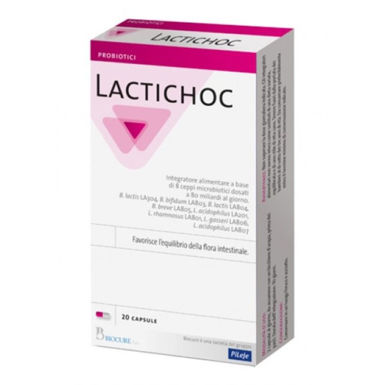 Biocure Lactichoc Probiotico 8 Ceppi per Equilibrio Flora Intestinale 20 Capsule