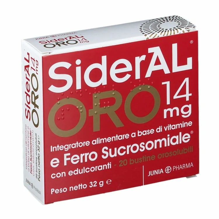 Sideral Oro Integratore Ferro Sucrosomiale 14mg 20 Bustine Senza Glutine Sideral Oro Integratore Ferro Sucrosomiale 14mg 20 Bustine Senza Glutine