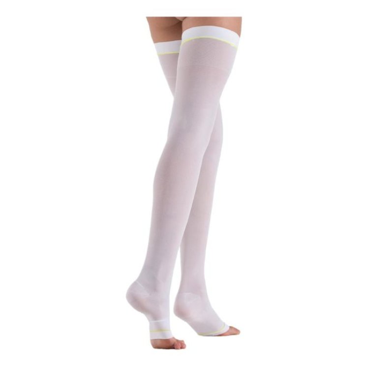 Varisan ATE 186P Calze a Compressione Graduata Autoreggenti Punta Aperta Bianco XXL