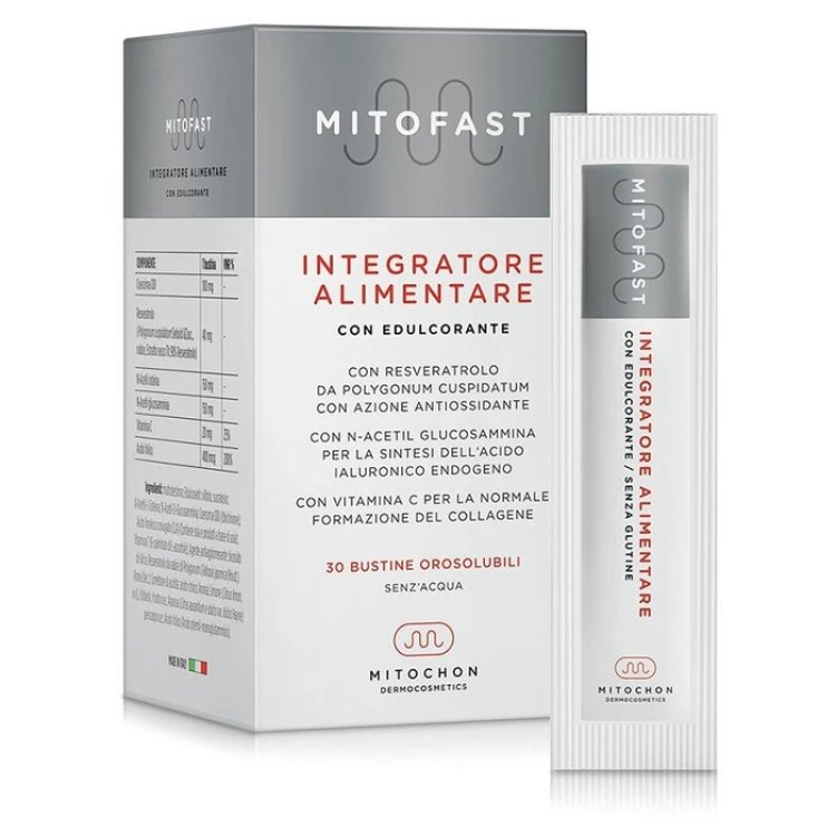 Mitochon Mitofast Integratore Coenzima Q10 Resveratrolo Vitamina C 30 Stick