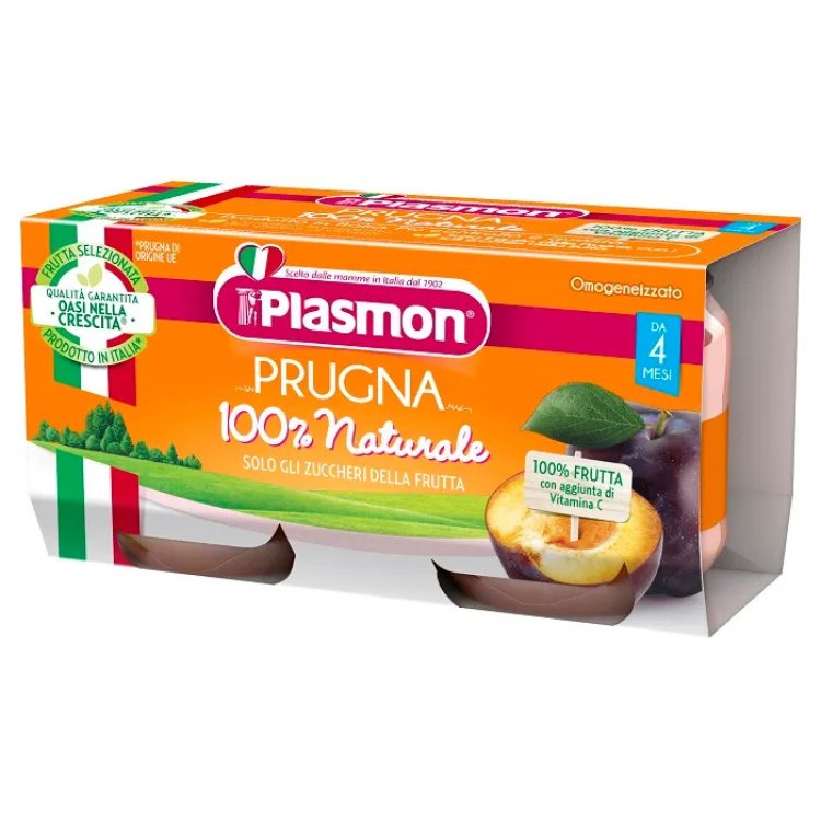Plasmon Omogeneizzato Prugna per Neonati 4 Mesi Senza Glutine 2x80g