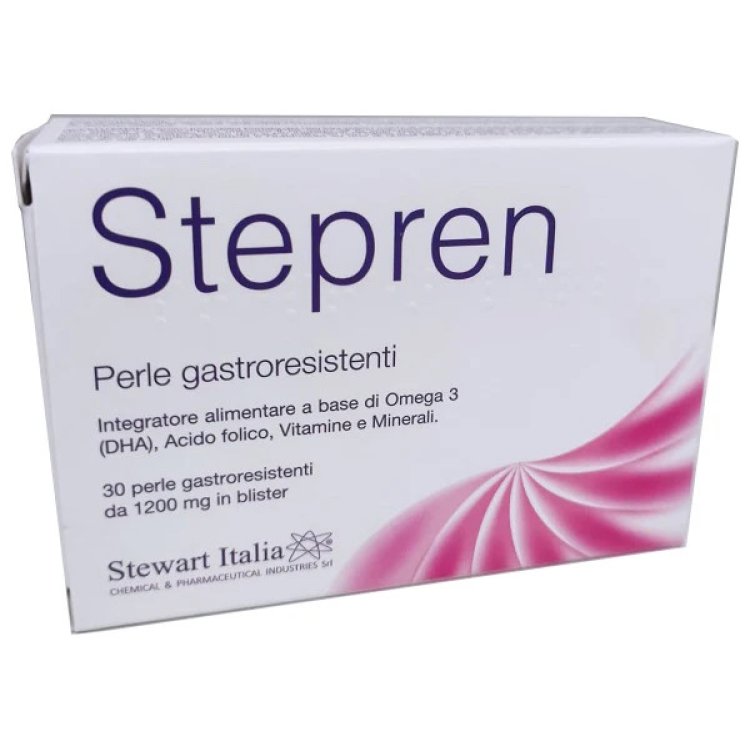 Stewart Italia Stepren Integratore Omega 3 DHA Acido Folico e Vitamine 30 Perle