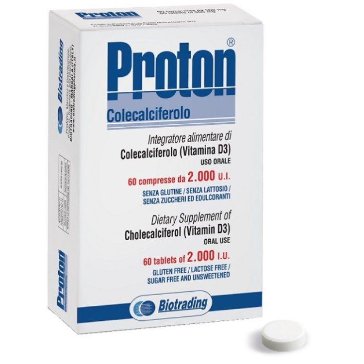 Biotrading Proton Vitamina D3 2000 UI Integratore per Ossa e Immunit&agrave; 60 Compresse