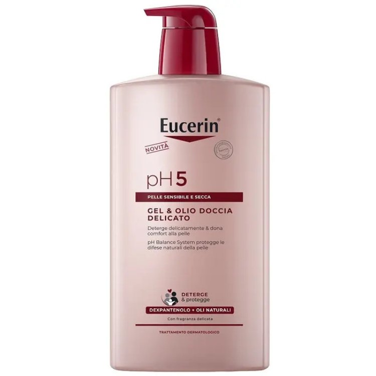 Eucerin pH5 Gel e Olio Doccia Delicato per Pelle Sensibile 1 Litro