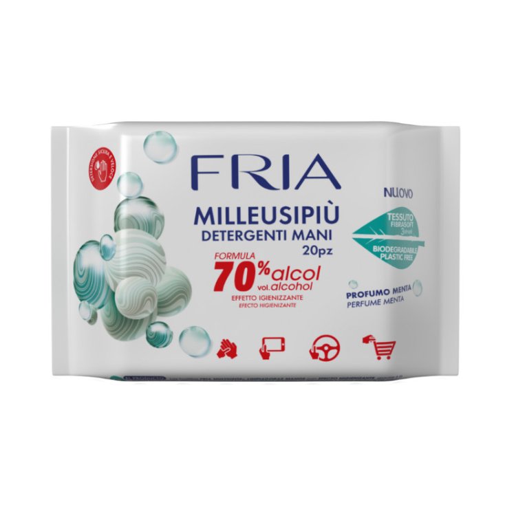 Fria Milleusipiù Salviette Igienizzanti Mani 70% Alcool Menta 20 Pezzi Fria Milleusipiù Salviette Igienizzanti Mani 70% Alcool Menta 20 Pezzi