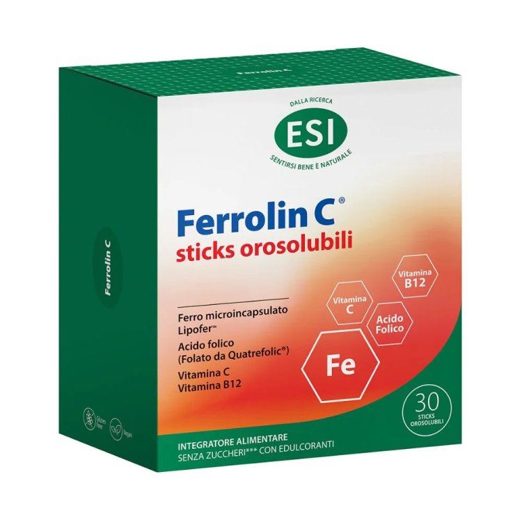 Esi Ferrolin C Integratore Ferro Vitamina C Acido Folico 30 Stick Orosolubili Esi Ferrolin C Integratore Ferro Vitamina C Acido Folico 30 Stick Orosolubili