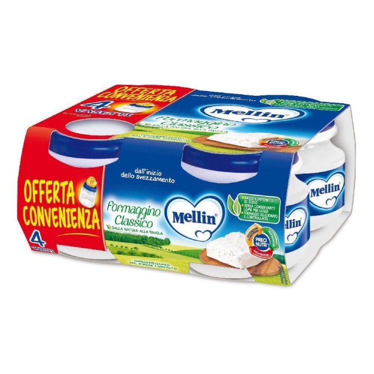 Mellin Baby Omogeneizzato Formaggino Classico per Bambini dal 4&deg; Mese 4x80g